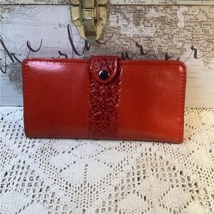 New TURTLE Red/Orange Leather Wallet